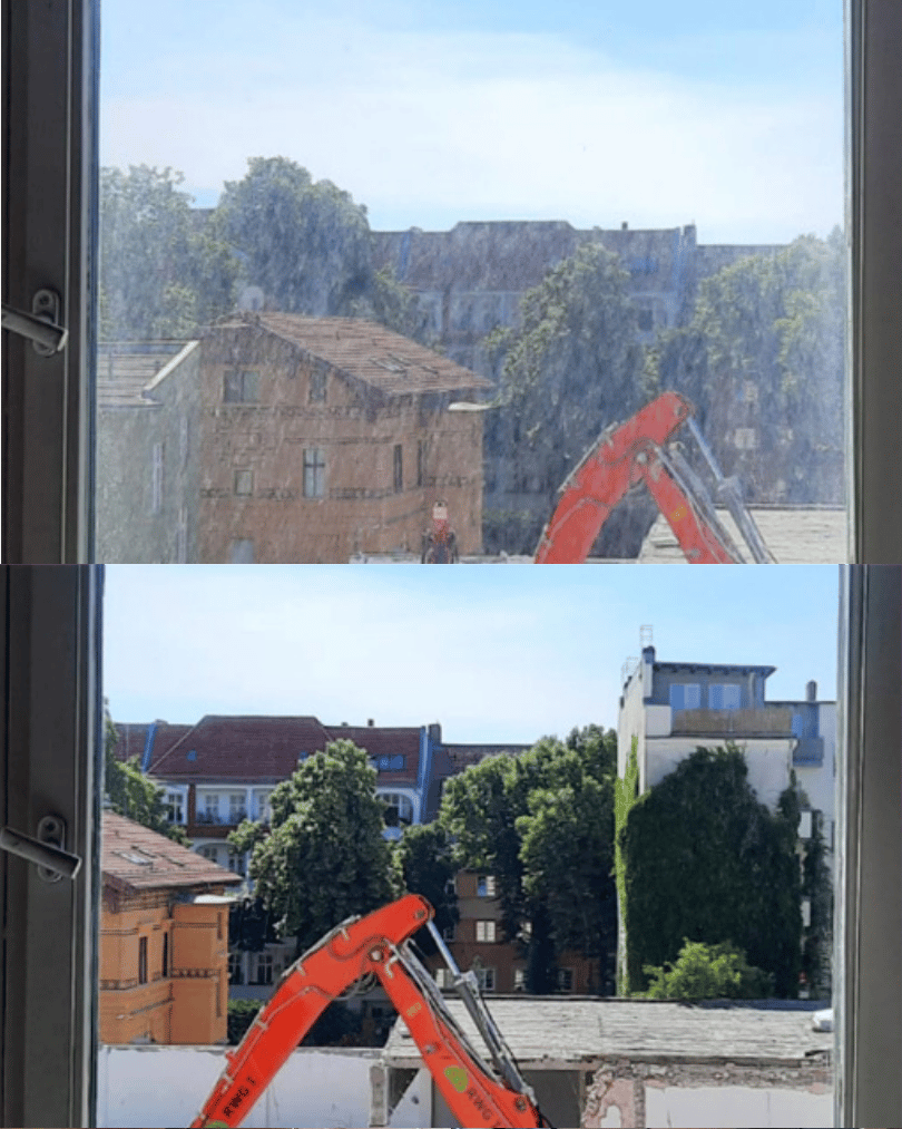 Vorher-Nachher-Vergleich einer professionellen Fensterreinigung in Laufenburg